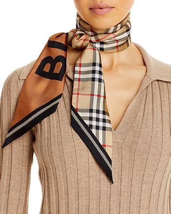 burberry vintage check and logo print silk skinny scarf|burberry check scarf sale.